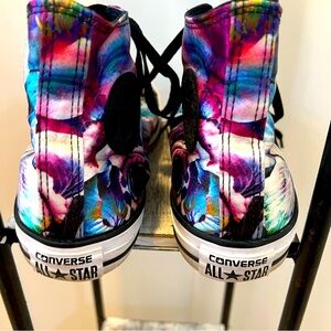 CONVERSE•CHUCK TAYLOR ALL STAR HIGH TOPS•BLACK SATIN FLORAL•.    SizeM7|W9|EUR40